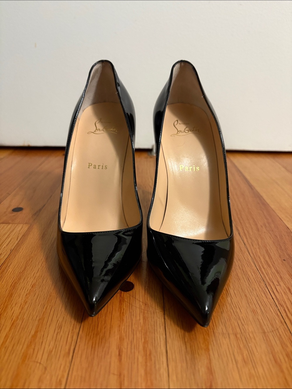 Christian Louboutin Black Patent Pointed Toe Stiletto Pumps